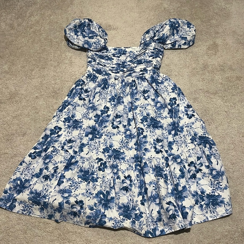 A&F Emerson Poplin Puff Sleeve Midi Dress